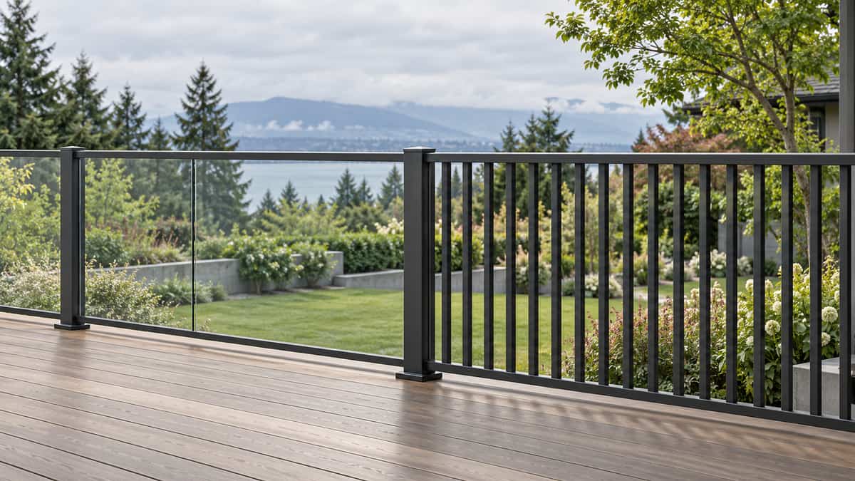 Illustration of glass railings vs. aluminum picket railings: which is right for your home?